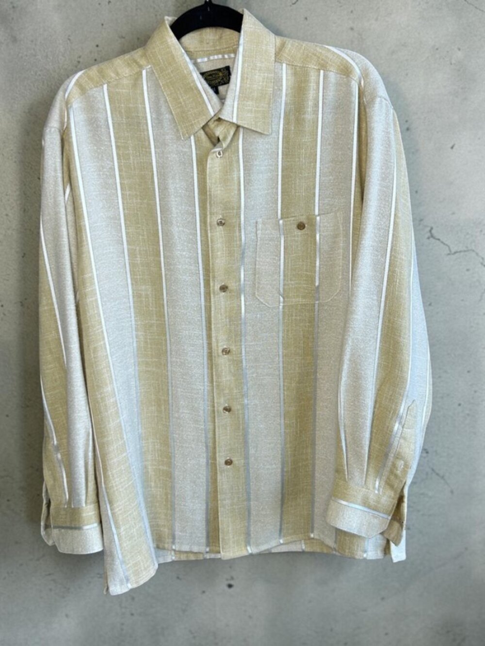 Gene Hiller Boutique Bassiri Uomo Men's Gold Striped Long Sleeve Shirt
